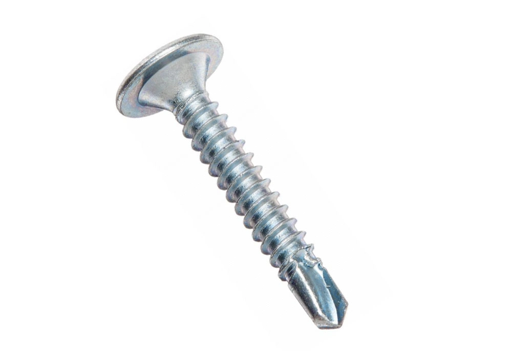 Blue Clear Zinc Plated Steel Phillips Drive Flat Wafer Head Type C Thread Self Drilling Screws for Wood to Metal