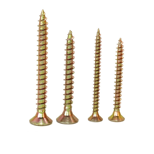 DIN7505 Chipboard Screw Yellow-Zinc Plated with Serration