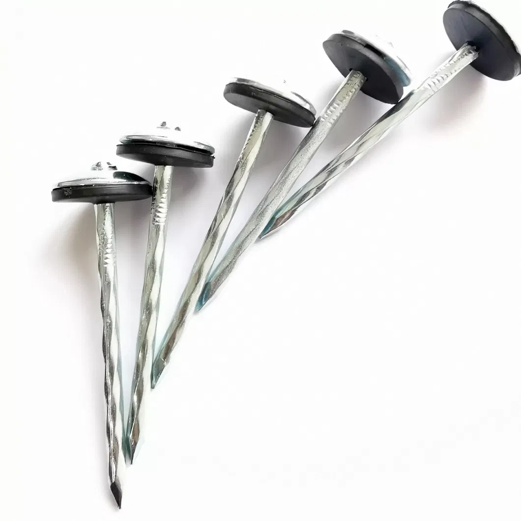 Umbrella Head Corrugated Roofing Nails Twisted Shank with Gasket