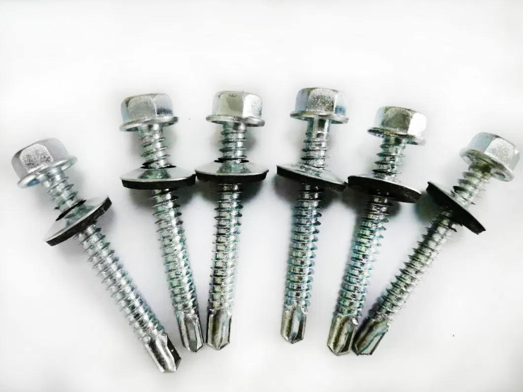 Slotted Hex Washer Full Thread Self Drilling Screw 4.2*16mm