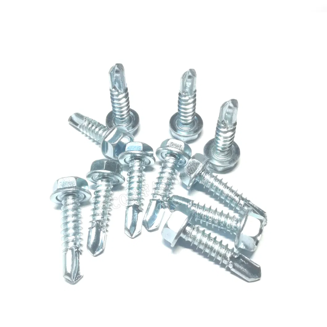 Made in China Wholesale Metal Wood Zinc Concrete Carbon Steel Hex Head Self Drilling Screw EPDM Washers Roofing Screw