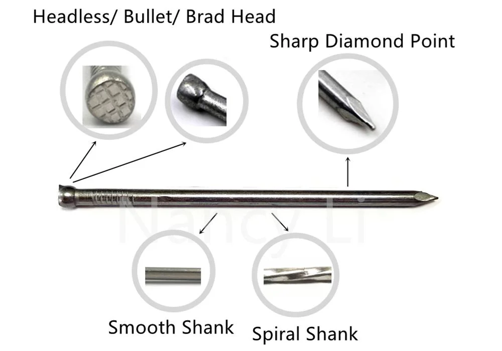 2.5X50mm E. G Lost Head Nails Spiral Shank Smooth Round Head Brad Nails