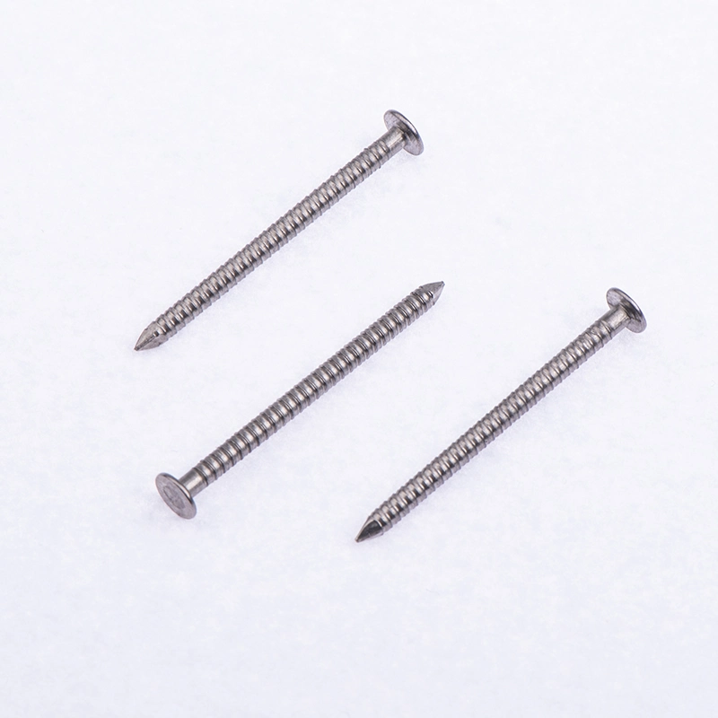 China Manufacture 2.6*40mm Stainless Steel 304 Flat Head Threaded Steel Nail