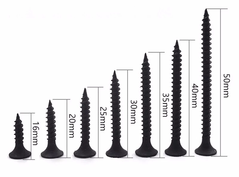 Factory Supplier Flat Bugle Head Drywall Screws Fine Coarse Thread Self Drilling Wood Screw Black Phosphate DIN 18182