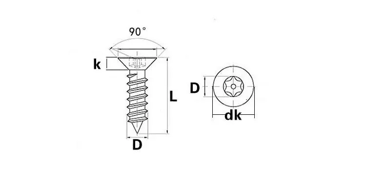 Stainless Steel Plum Flower Head Torx Security Self Tapping Screw Anti Theft Countersunk Self Tapping Screws