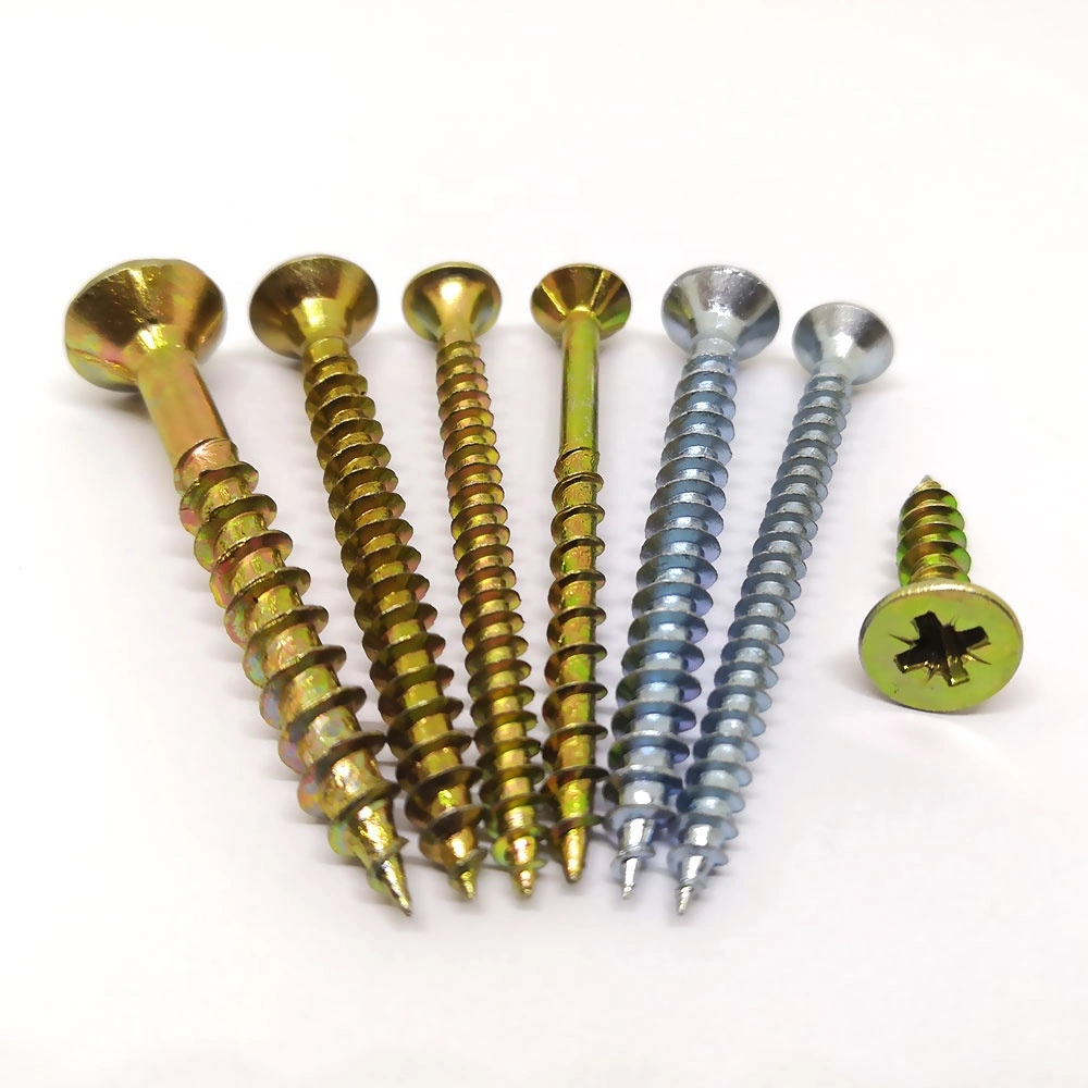 China Wholesale Self Tapping Chipboard Screw C1022 Yellow Zinc Plated Chipboard Screw