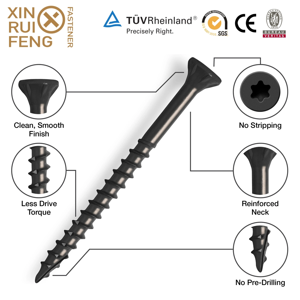 Xinruifeng Fasteners Zinc Epoxy Structural Assembly Full Thread Type 17 4 Cut Point 6 Lobe Socket T-Star Csk Flat Head Chipboard Wood Construction Screws