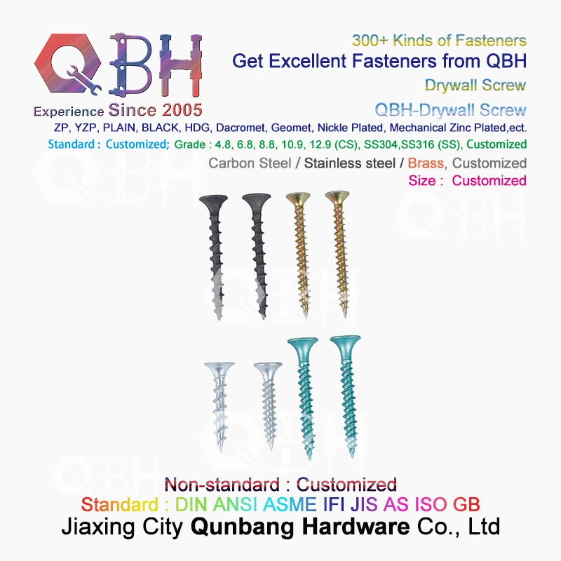 Qbh 3.5*25 Black Phosphating Self Drilling Tapping Bugle Head Double Fine Thread / Single Coarse Thread Drywall Dry Wall Screws