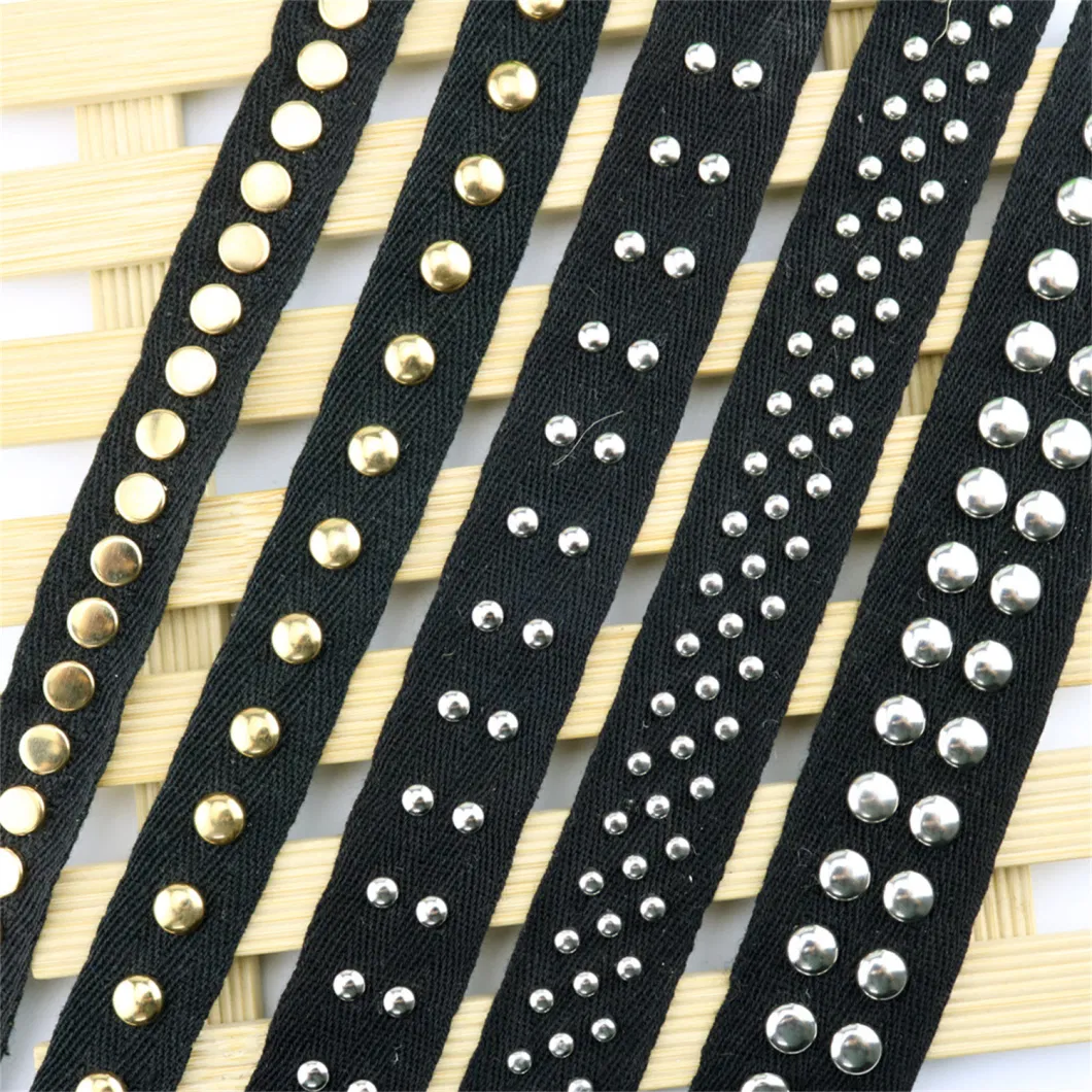 Ribbon Trimming Stud Tape with Rivet Nail for The Garment