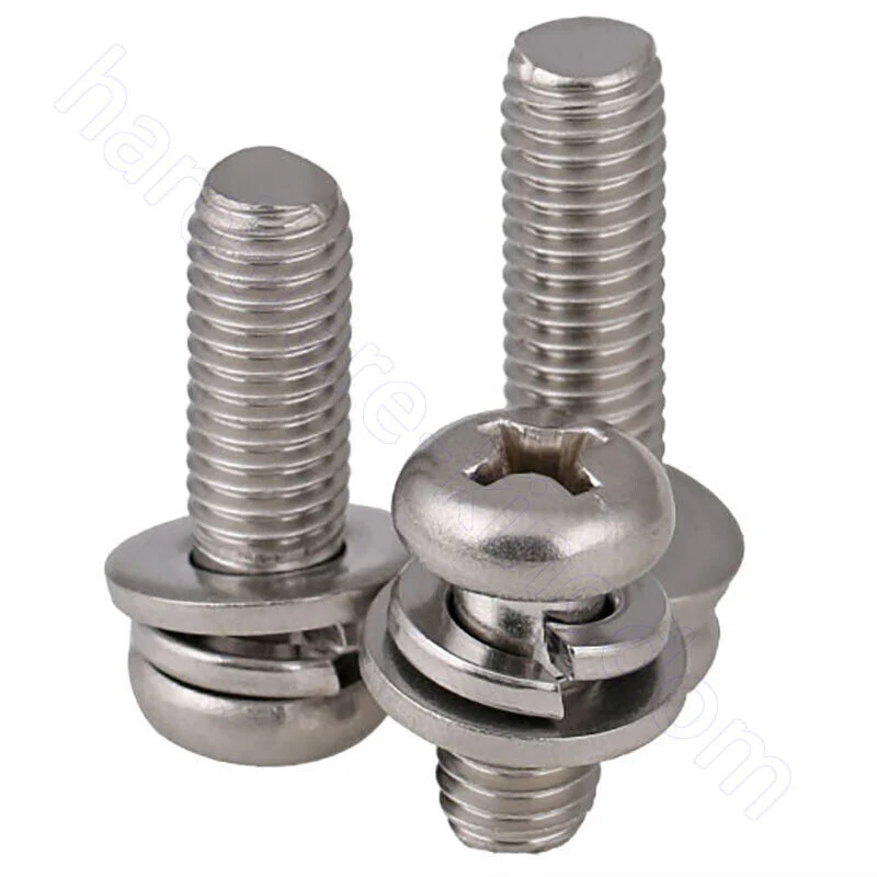 Sems Screws Factory Phillips Hexagonal Cross Recessed Head Machine Sems Screw with Both Spring Screws Washers