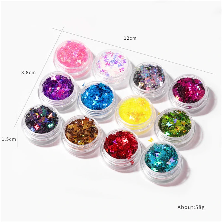 Nail Art Japanese Jewelry Glitter Sequins Laser Super Shiny Gradient to Do Nail Powder Loose Powder Net Red Explosion