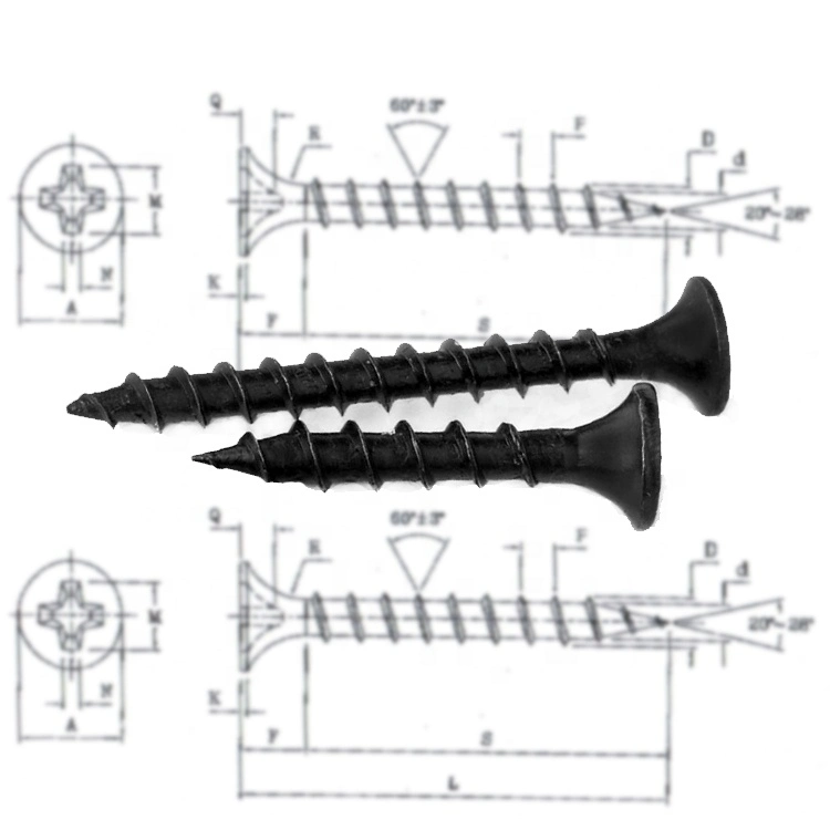 Low Price Phillips Coarse Thread Black 3.5X25 Drywall Screw