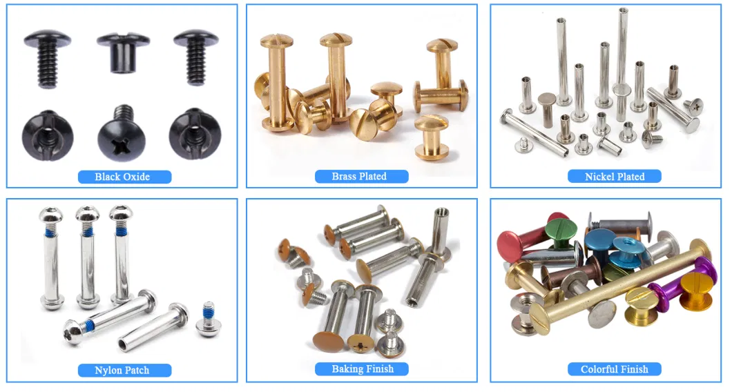 Slot Drive Male and Female Book Screw Sex Chicago Screw Post Binding Screw with Old Brass Plated