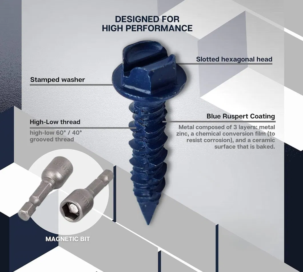 Hex Flange Head Concrete Screw Hi-Low Thread