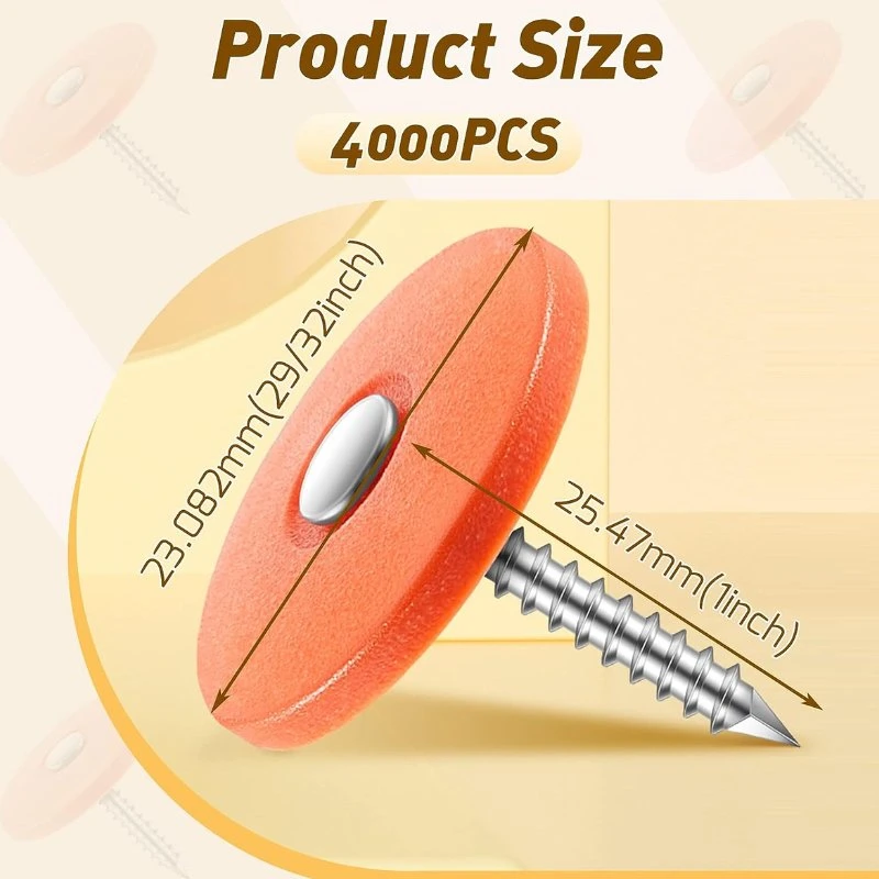 2-Inch Plastic Cap Nails Electro Galvanized - 1500 PCS.