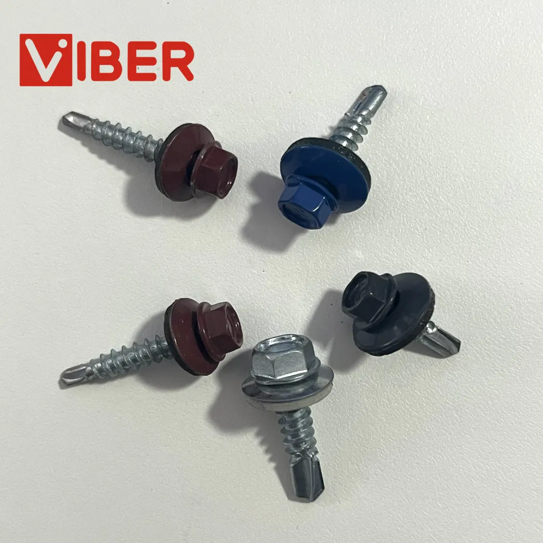 Self-Drilling Roofing Screws Farmer Screws with EPDM Sealing Washer Painted