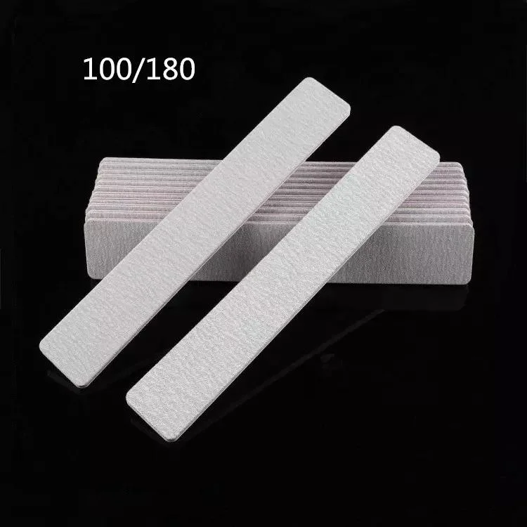 High Quality Professional 100/180 and 80/80 Grit Double Side Rectangle Gray Nail File