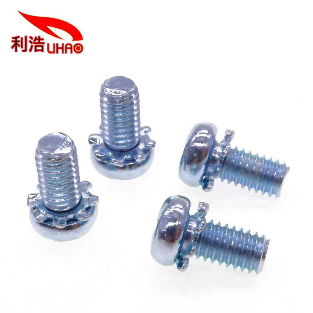 Phillips Pan Head with Serrated Lock Washers External Teeth Assemblies Combination Screw