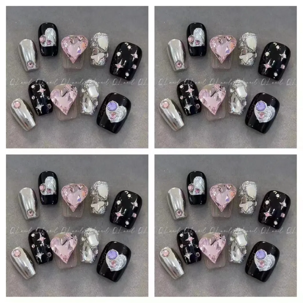 Beaty Product Blind Spot Nail Black, Pink Heart-Shaped Nail Stickers