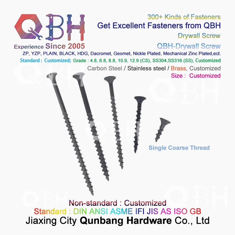 Qbh 3.5*25 Black Phosphating Self Drilling Tapping Bugle Head Double Fine Thread / Single Coarse Thread Drywall Dry Wall Screws