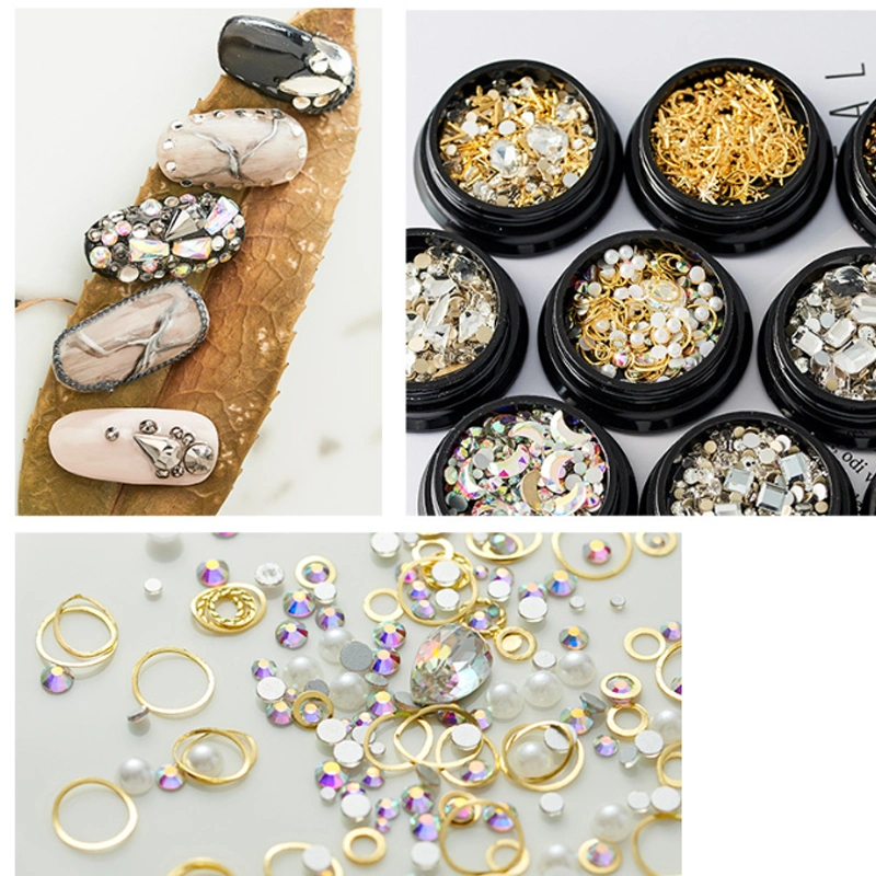 Glitter 3D Rhinestones Ab Flat Back Shiny Stones Nail Art Decorations Mixed Nail Gems