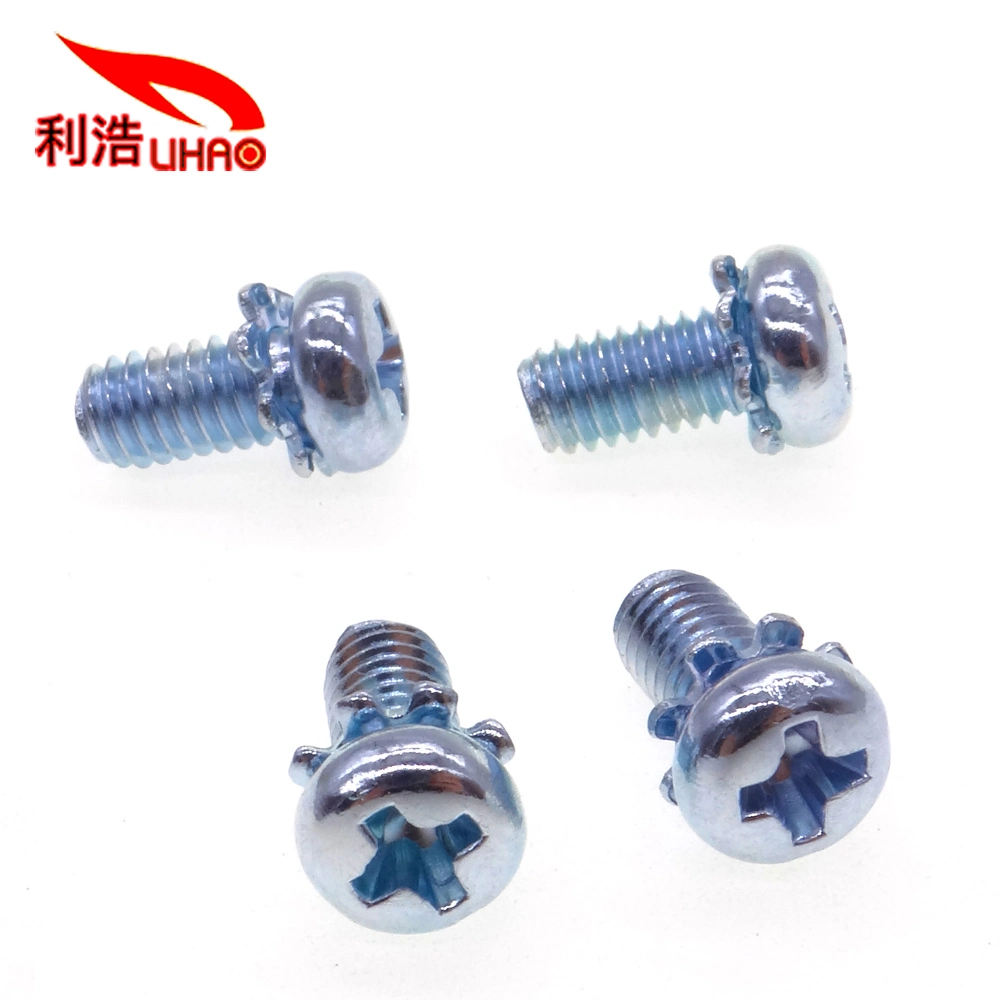 Phillips Pan Head with Serrated Lock Washers External Teeth Assemblies Combination Screw