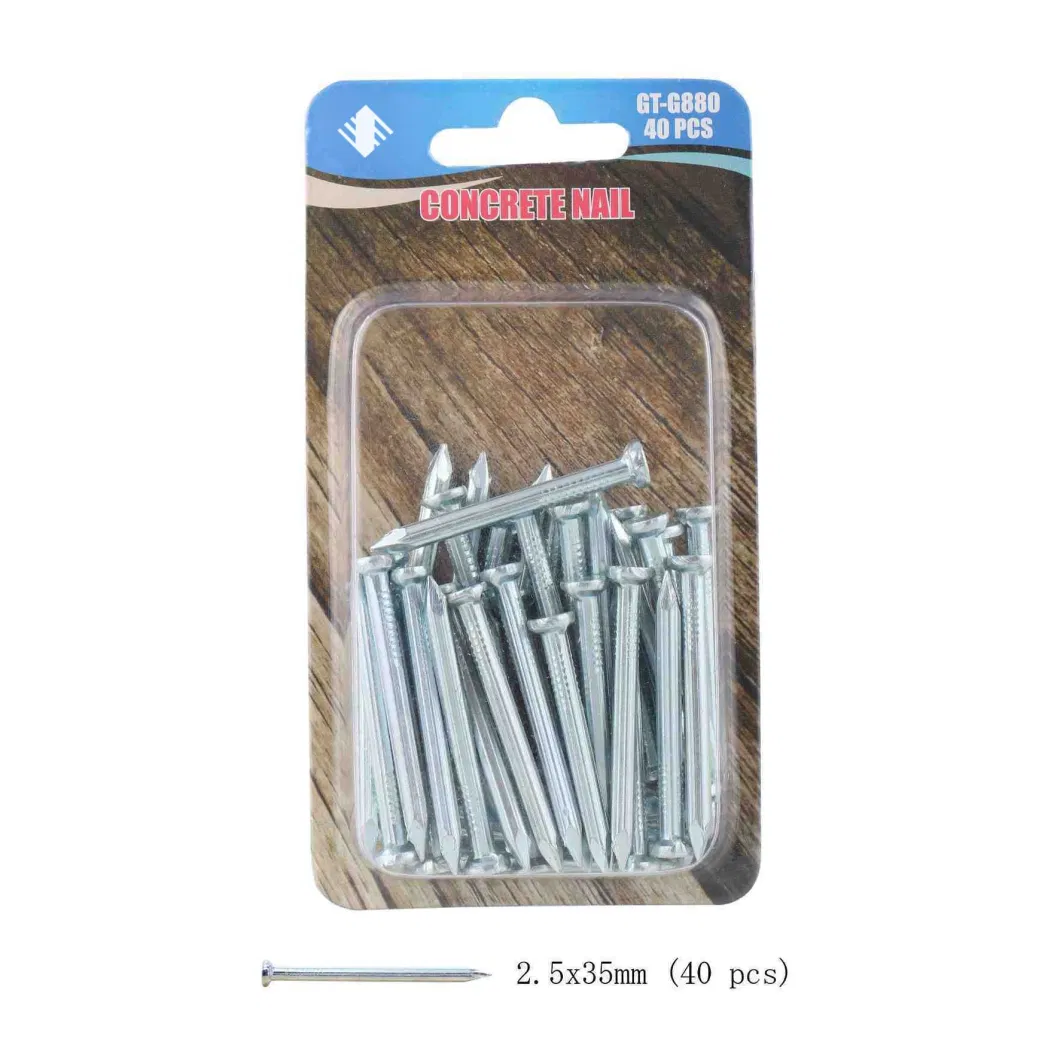 Hot Sale Top Quality High Hardness 1.5&quot;, 2&quot;, 2.5&quot;, 3&quot;, 4&quot; Iron Steel Smooth Shank Building Galvanized Masonry Cement Concrete Nails for Concrete Construction