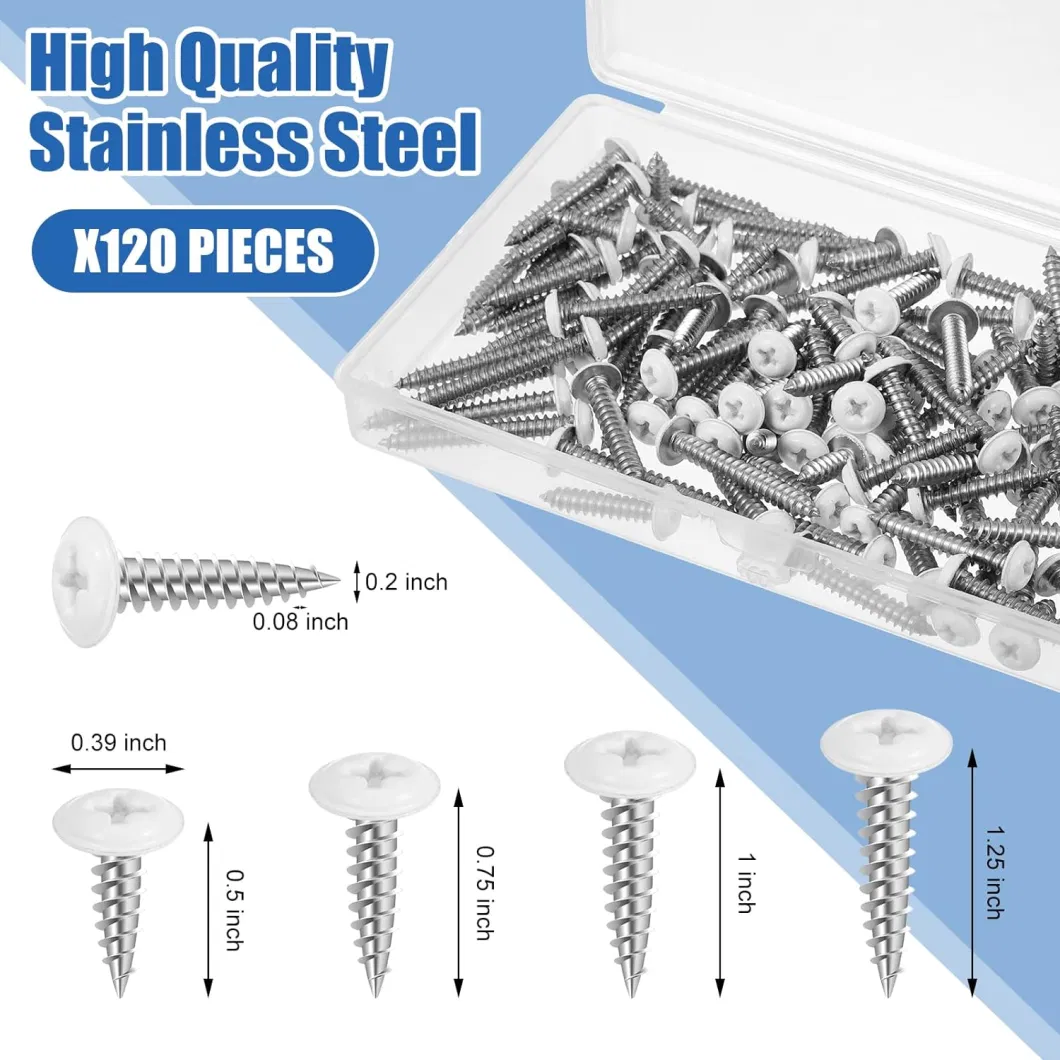 #8 Pan Head Screws Threaded Truss Head Stainless Steel Self-Tapping Screws (4 sizes)