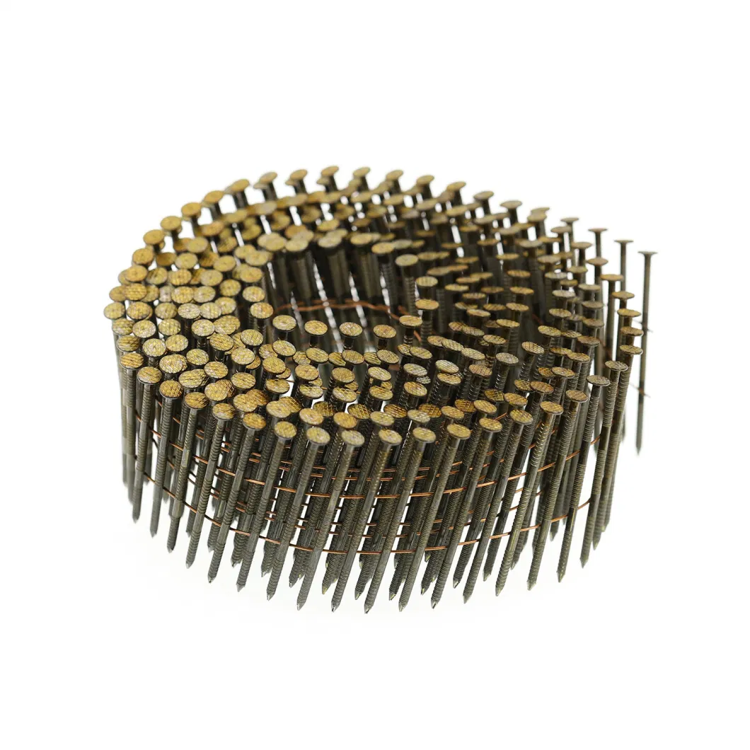 Factory Direct Supply Carbon Steel Half Painted Coated Galvanized Screwshank Coil Nails