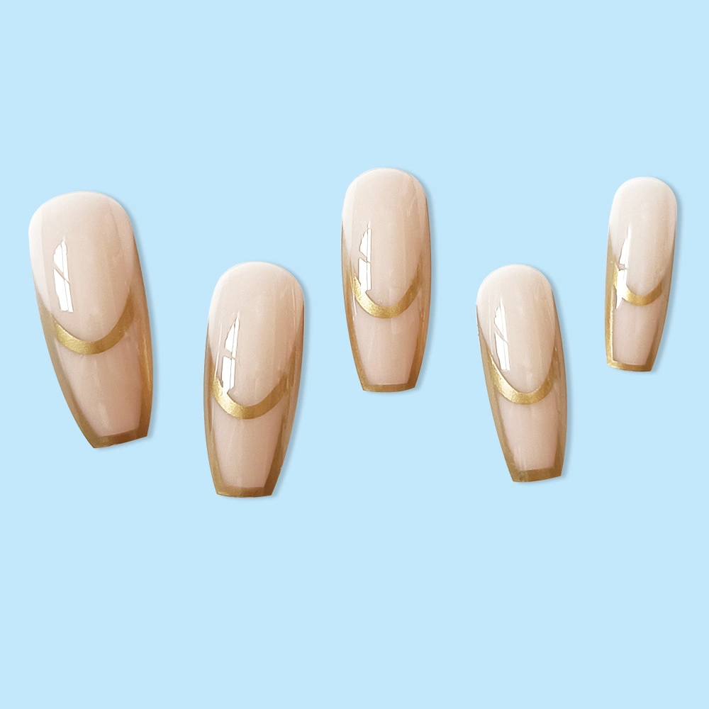 Gold Leaf Striped Print Ballet Wear Nail Art