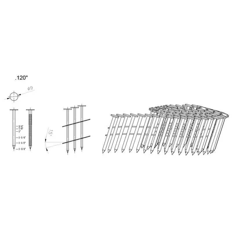 Xinruifeng Fasteners American Smooth Shank 5bl Pack 1 2/1 in. Electrogalvanized Eg. HDG. Mg. Steel Roofing Nails