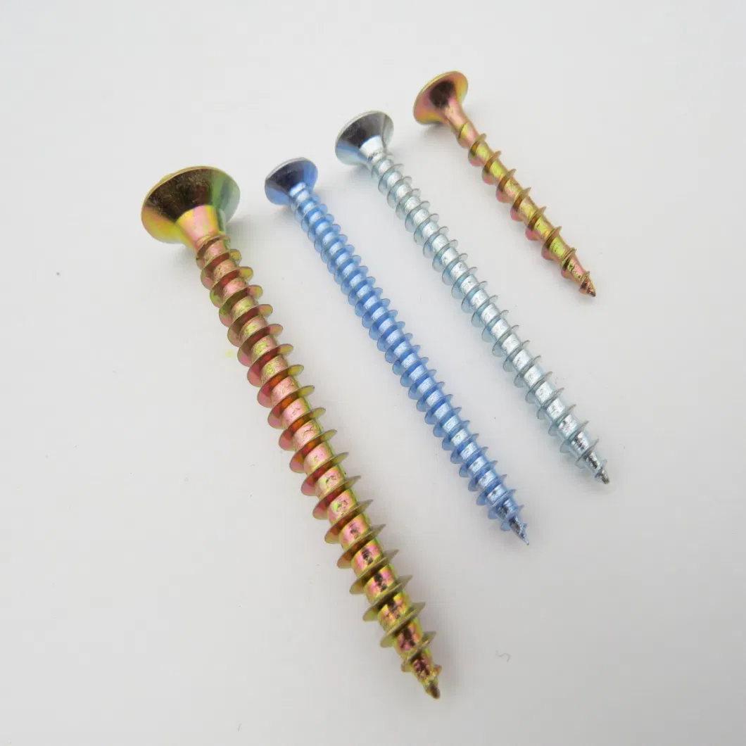 Wholesale Yellow Zinc Plated Carbon Steel Pozi Head Countersunk Chipboard Screw Nail