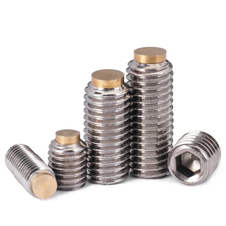 High Quality Customization Stainless Steel Black Metal Copper Head Grub Screw Set Screws with Brass Tip Point