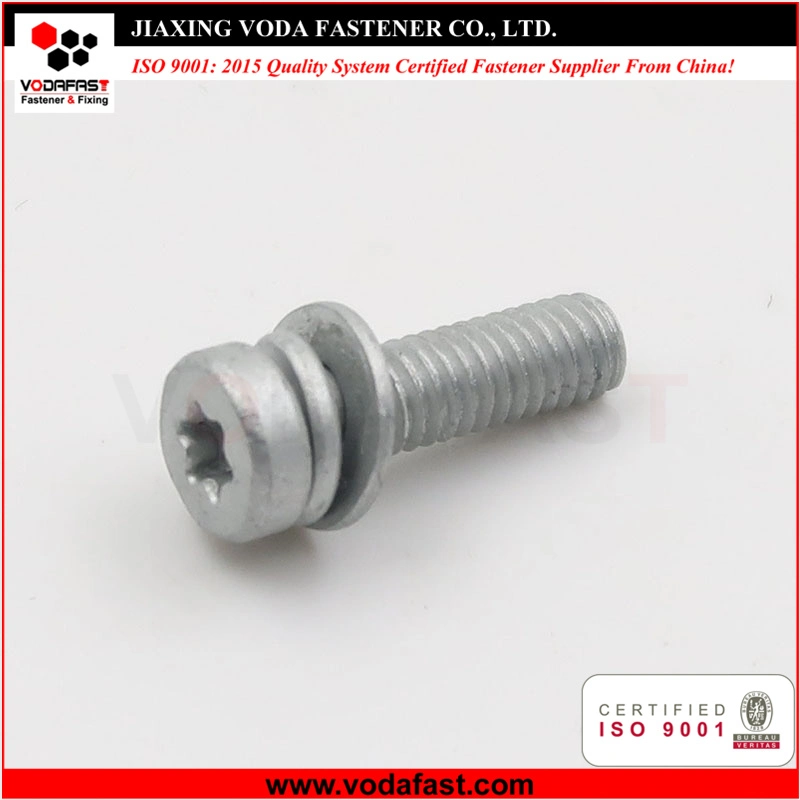 Vodafast Pan Head Machine Screw with Serrated Lock Washer External Teeth Assembled