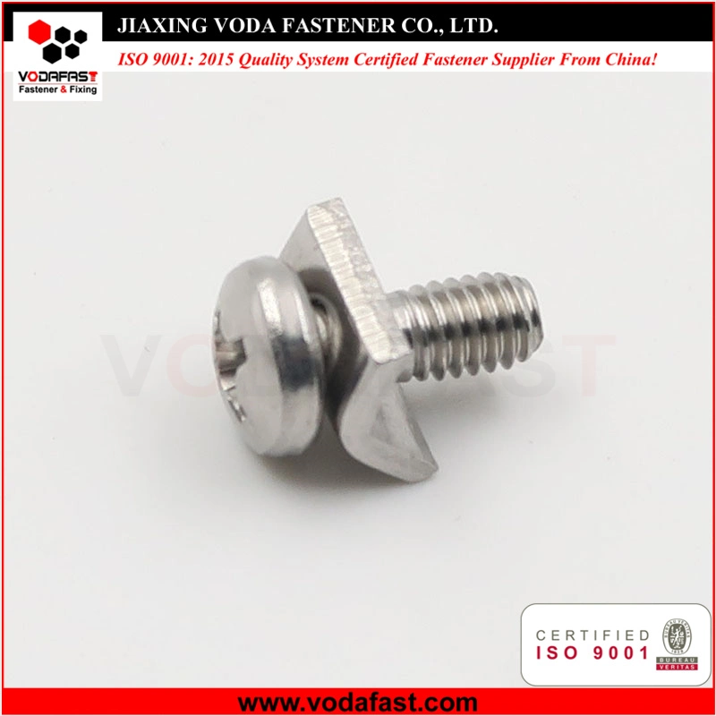 Vodafast Pan Head Machine Screw with Serrated Lock Washer External Teeth Assembled