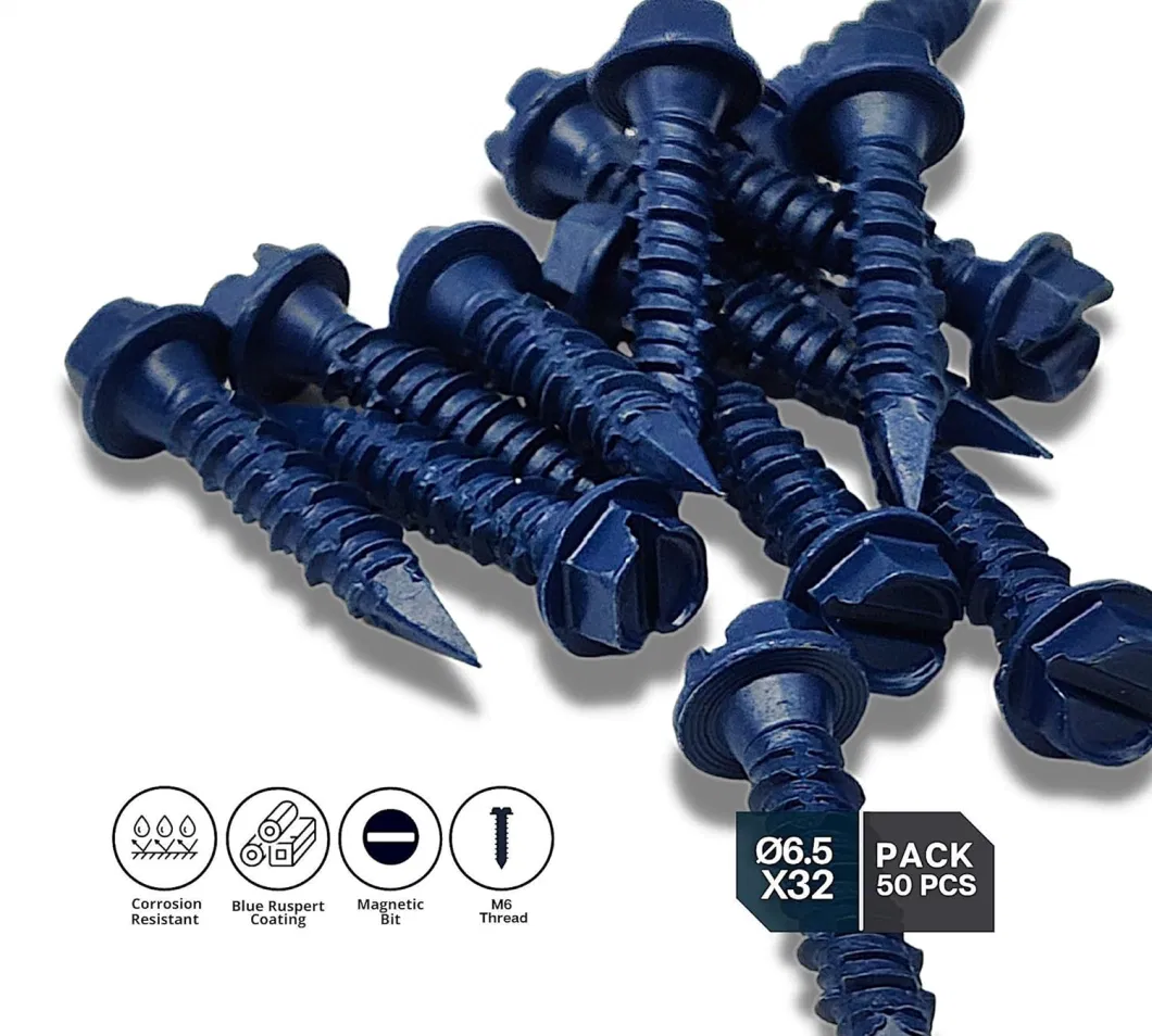 Concrete Screw - Hex Washer Head - Blue