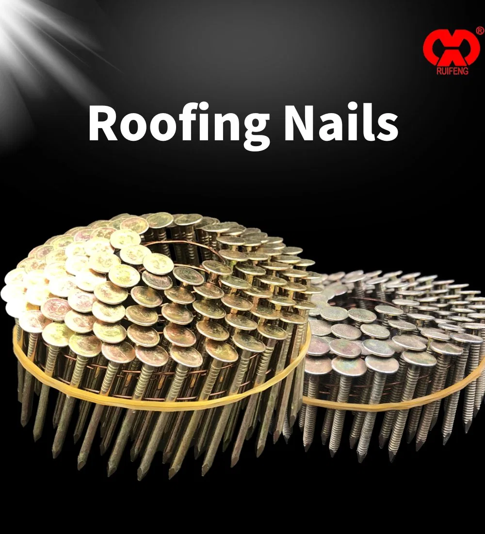 15 Degree Smooth / Ring Shank, Hot Dipped / Electro Galvanized Umbrella Head Wire Collated Roofing Nails by Stainless Steel for Roof Construction