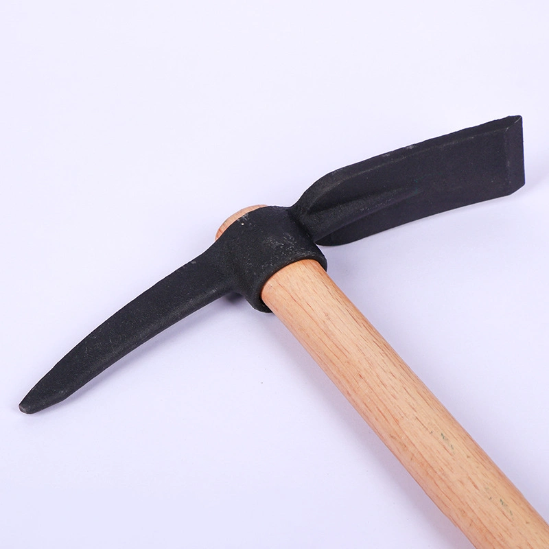 Field Garden Reclamation Wooden Handle Agricultural Pointed Cross Pickaxe Carbon Steel Small Hoe