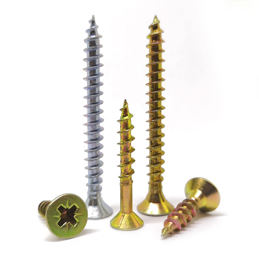 China Wholesale Self Tapping Chipboard Screw C1022 Yellow Zinc Plated Chipboard Screw