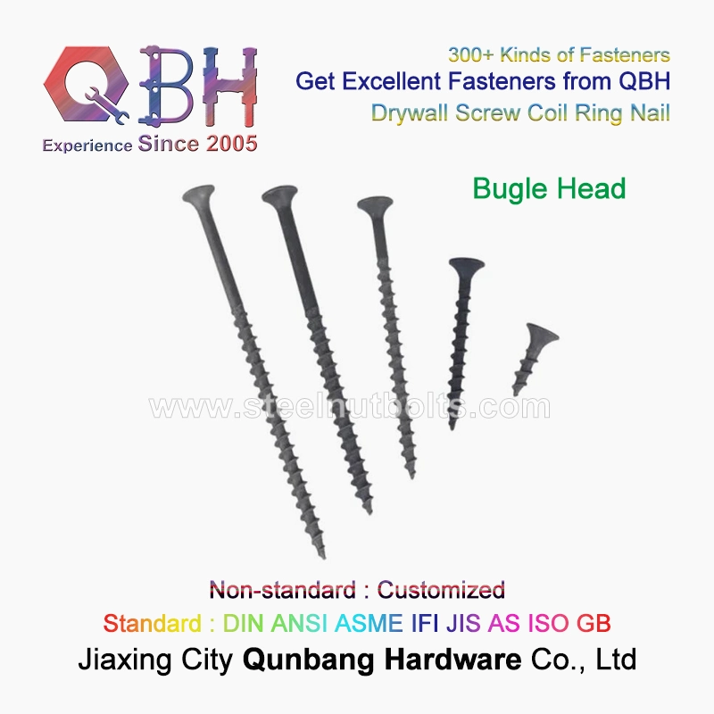 Qbh Fine Full Thread Threaded Self Tapping Phillips Drive Cross Slotted Head Black Zinc HDG Heat Treatment Dacromet Geomet Gray Phosphate Drywall Screws