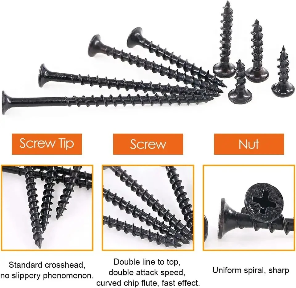 Black Gray Phosphate Self Tapping Horn Head Fine Thread Drywall Screw