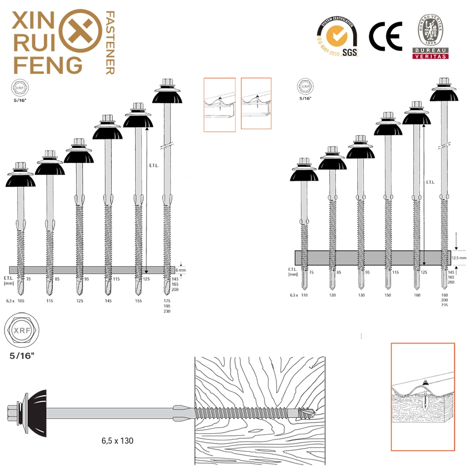 Canton Fair Xinruifeng Wholesale Building Fasteners Roofing Wings Teks Sawed Teeth Umbrella Washer Hex Head Self Drilling Screws