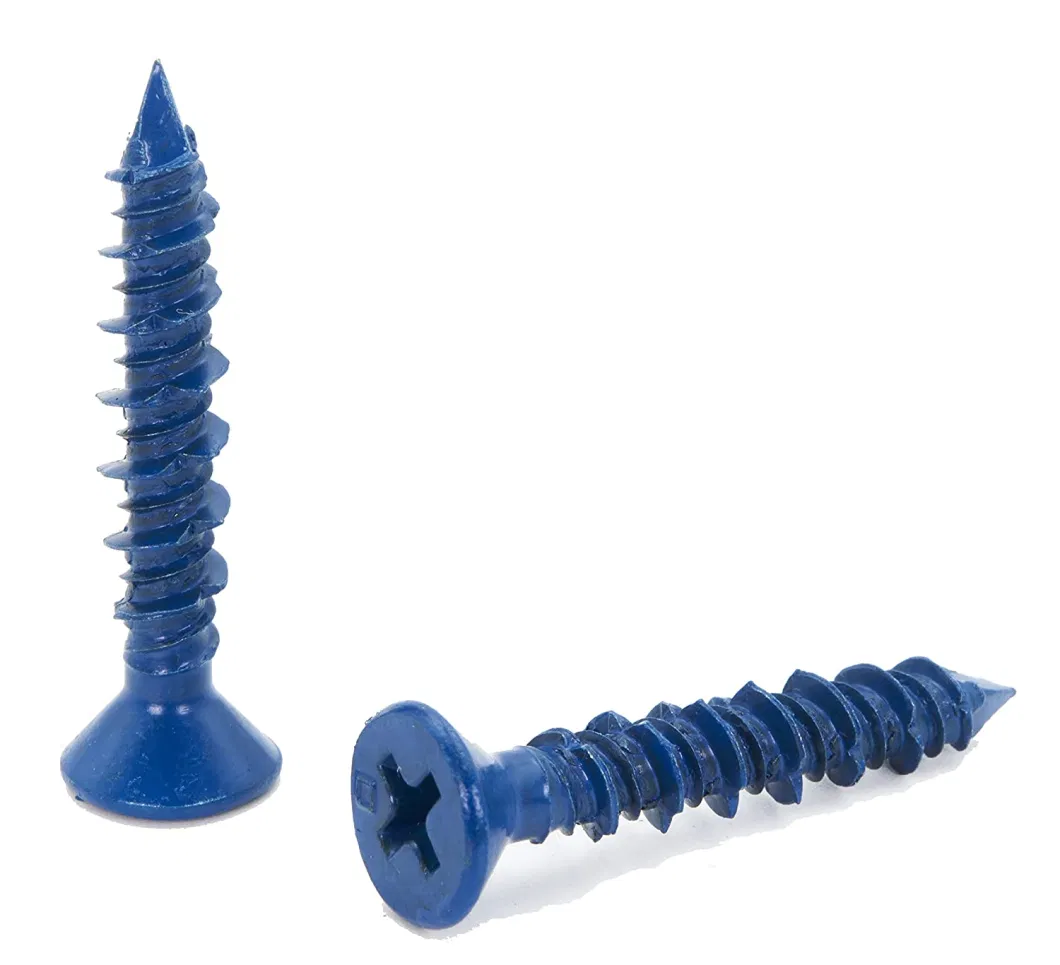 Blue Ruspert Masonry Fixing Cross Slotted Countersunk Head Self Tapping Concrete Screws