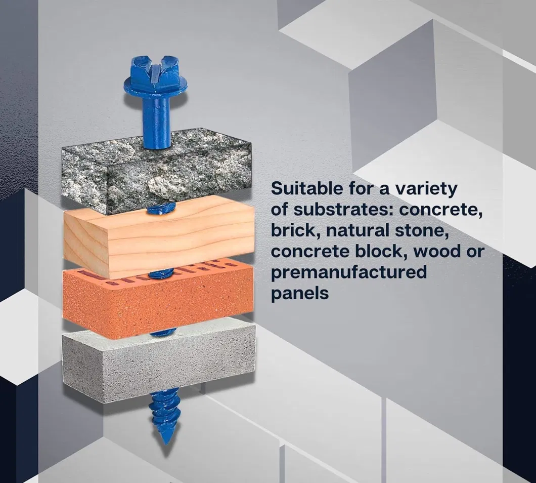 Concrete Screws Slotted Hex Washer Head with Diamond Tip