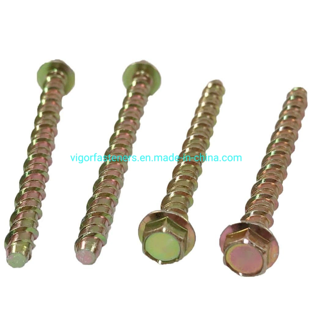 Ankascrew Hex Flange Head Concrete Bolt Yellow Zinc Plated Hex Flange Masonry Concrete Bolt Anchor Self Tapping Screw