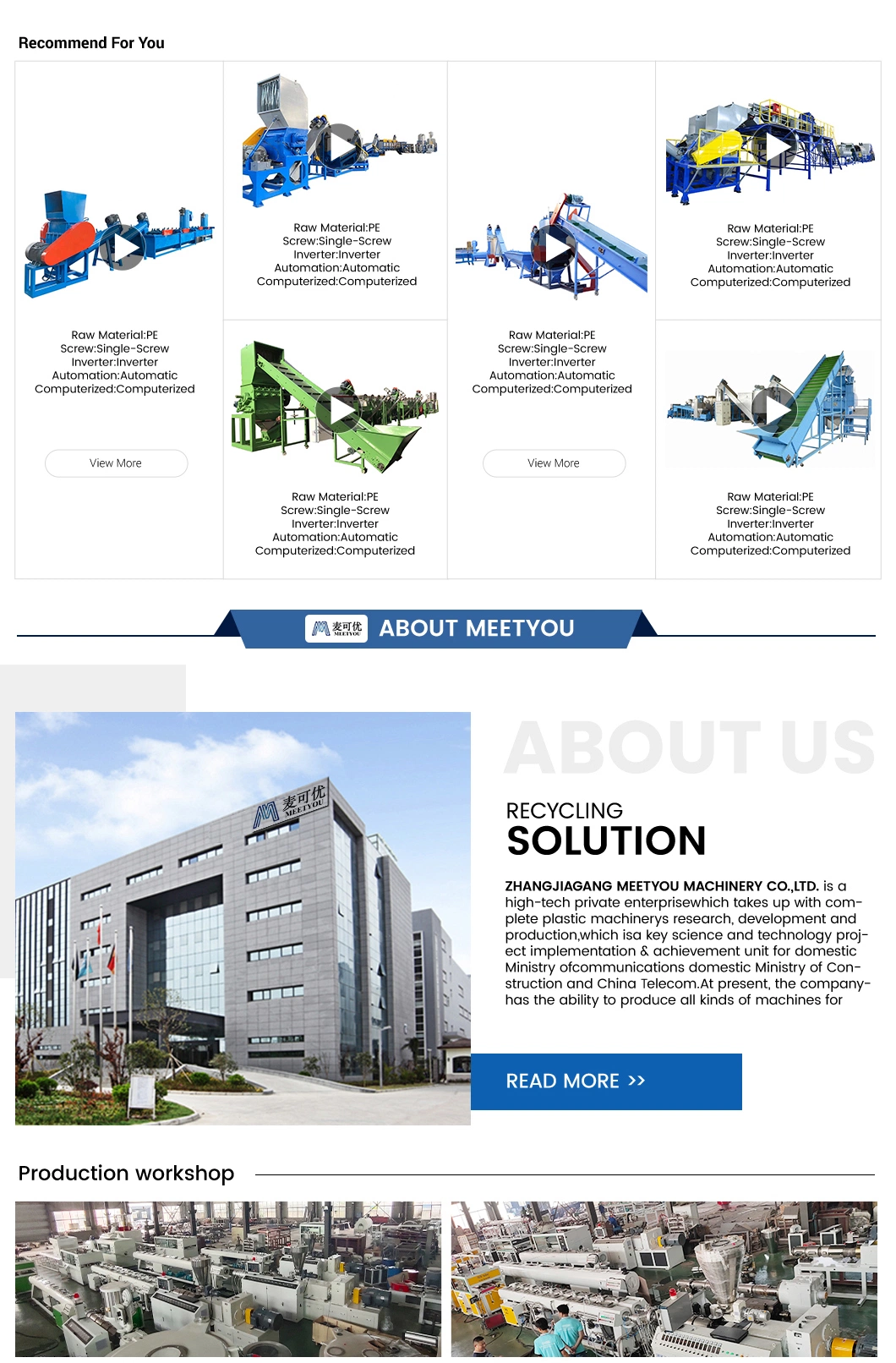 Meetyou Machinery Plastic Recycling Equipment China High Production Agglomerate Strand Granulation Line Factory OEM Custom PE PP Pelletizer