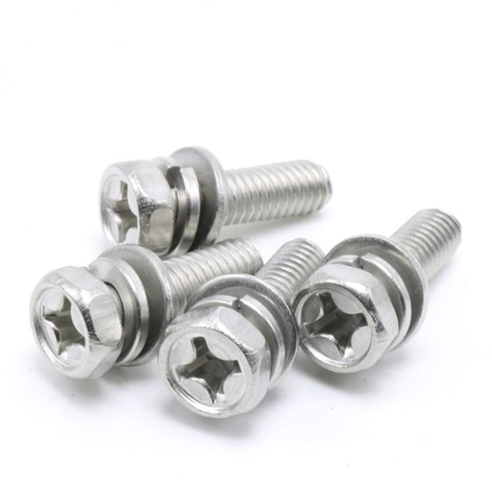 Stainless Steel Hex Head Sems Screws with Spring and Flat Washer Assmebly Together