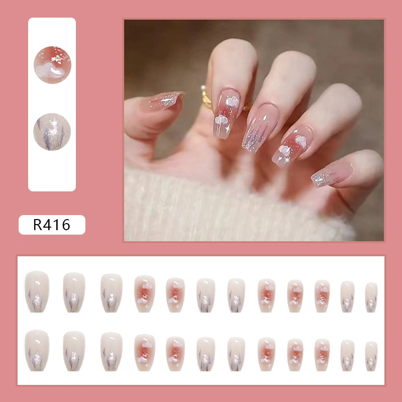 Ballet Ice Transparent Shiny Cloud Sheet Detachable Wearable Nail