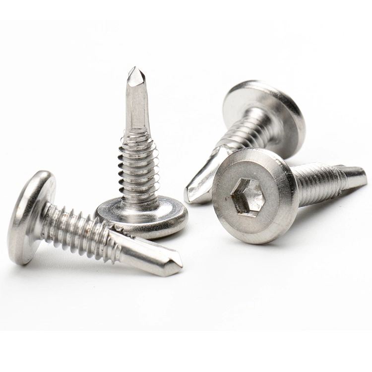 Stainless Steel White Long Hex Truss Head Drywall Screw Self Drilling Tek Screws for Metal