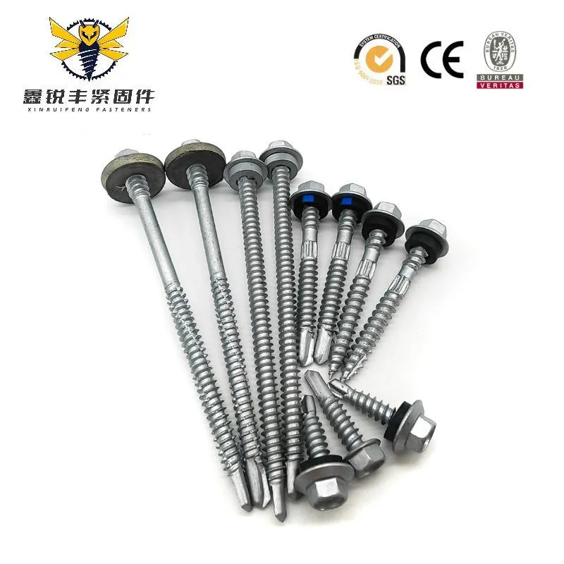 Ruspert Roofing Screw Hex Head Double Threads Self-Drilling Screw with Washers EPDM Washers